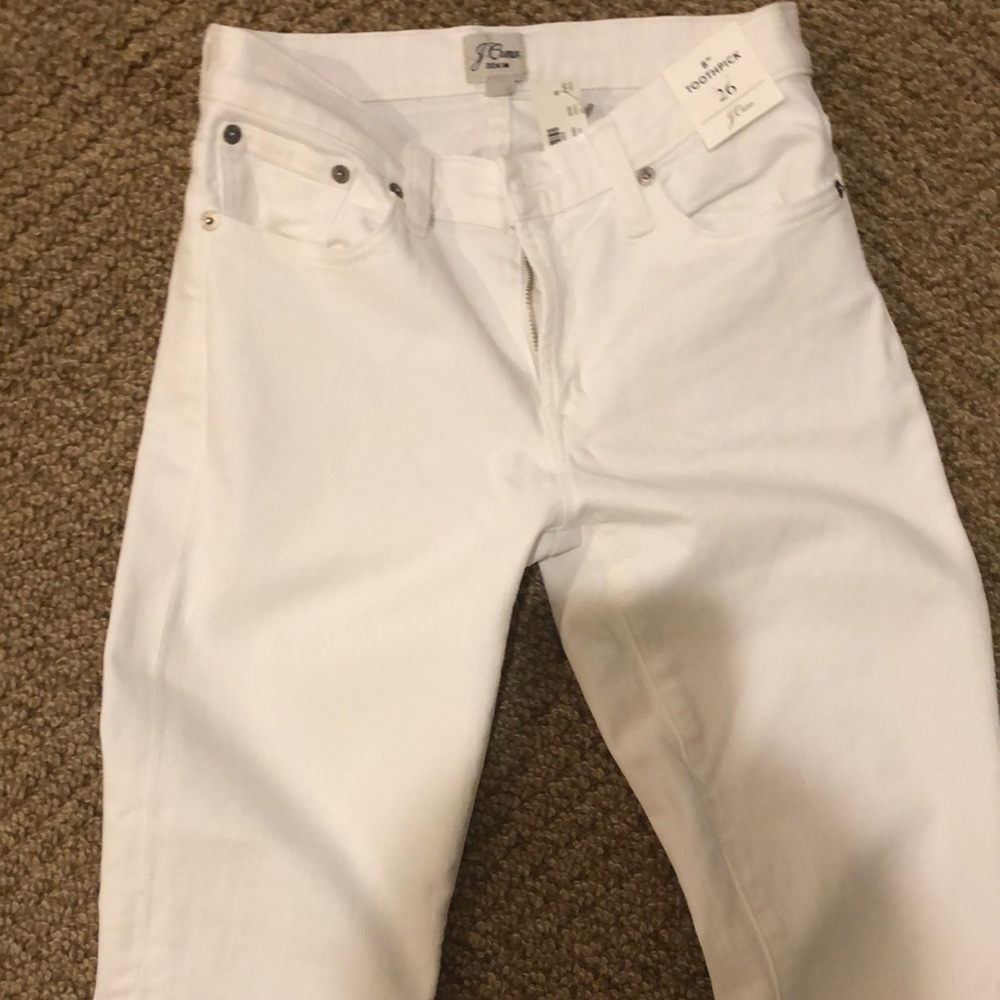 J. Crew 8” toothpick white jeans. Unworn.